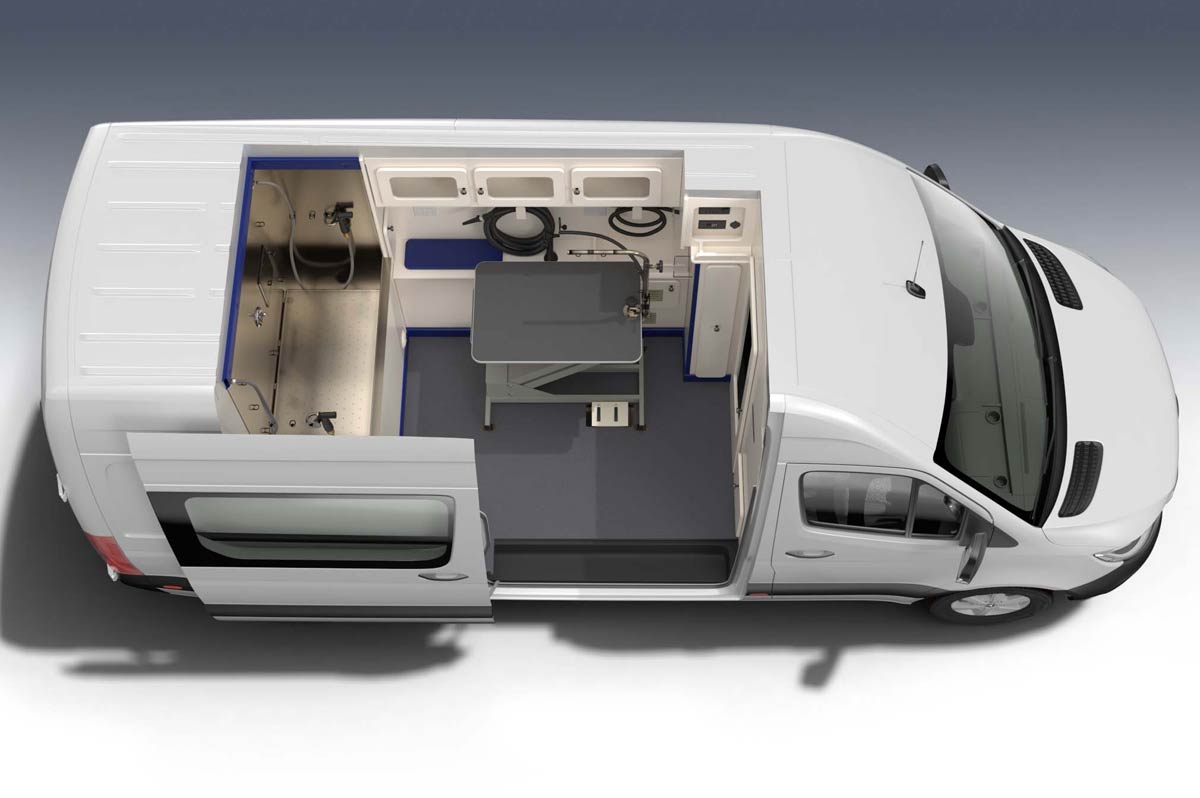 3D cutaway view of a service van.