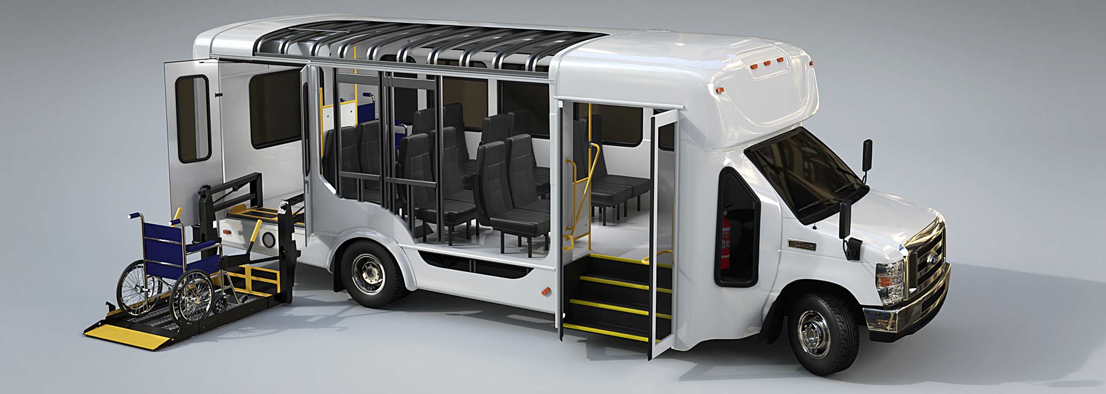 3D Cutaway Image of a Handicap-Accessible Bus