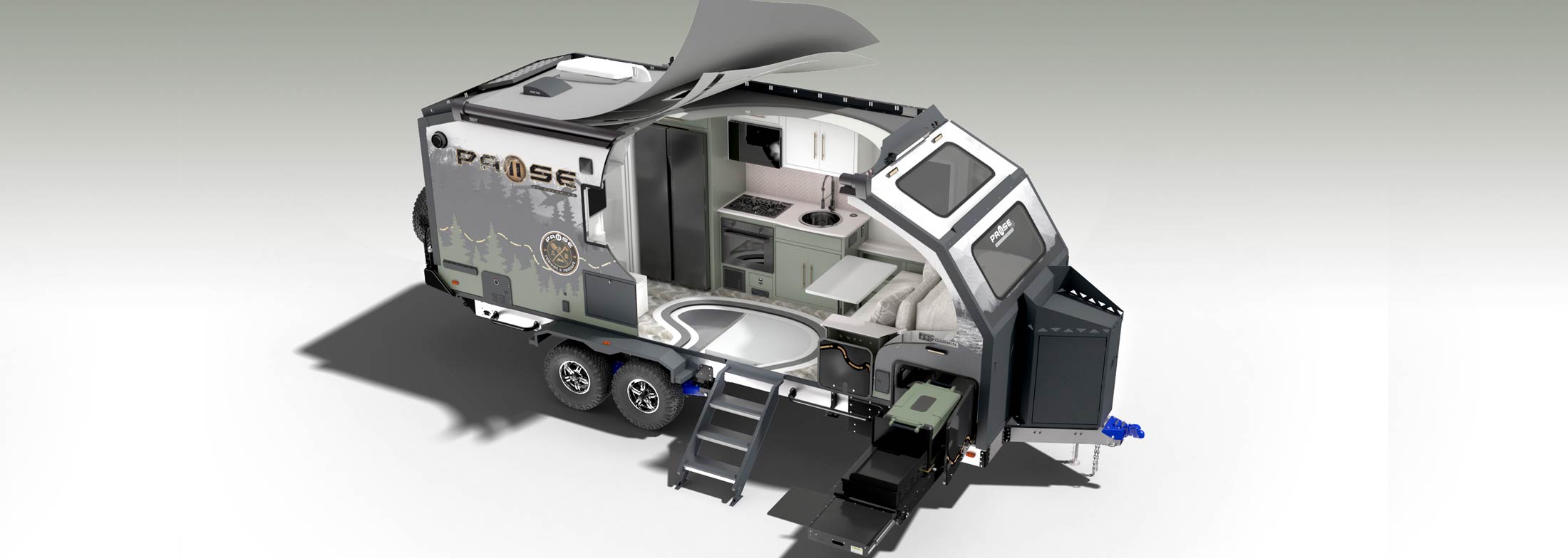 3D Digital Cutaway image of a PAUSE RV