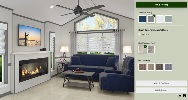 Park Model RV Digital Visualizer: Woodland Park Living Room